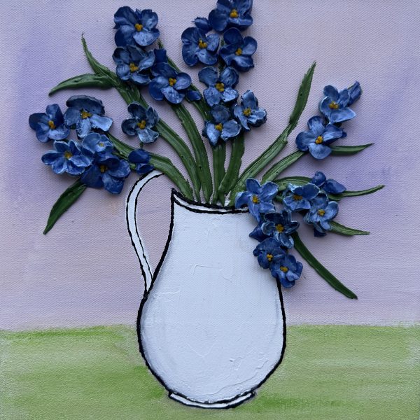 3D Irises Textured acrylic floral art  - 12x12 inch canvas